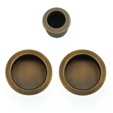 Click Here To Enlarge This Photo Of AW994AB - Alexander & Wilks Sliding Door Flush Pull Set (Round) -  Antique Brass
