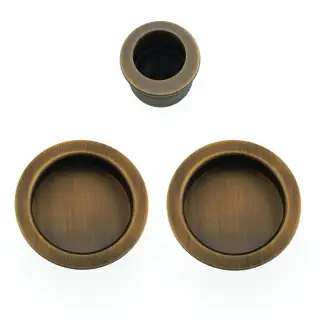 AW994AB - Alexander & Wilks Sliding Door Flush Pull Set (Round) -  Antique Brass