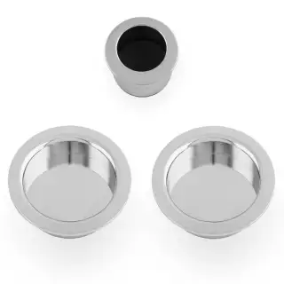 AW994PC - Alexander & Wilks Sliding Door Flush Pull Set (Round) -  Polished Chrome