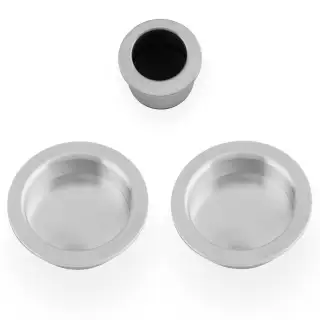 AW994SC - Alexander & Wilks Sliding Door Flush Pull Set (Round) -  Satin Chrome