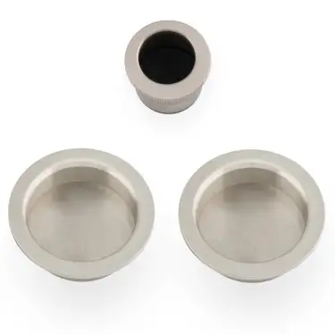 Click Here To Enlarge This Photo Of AW994SN - Alexander & Wilks Sliding Door Flush Pull Set (Round) - Satin Nickel