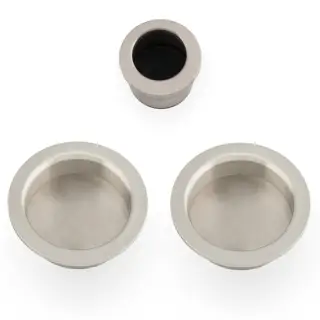 AW994SN - Alexander & Wilks Sliding Door Flush Pull Set (Round) - Satin Nickel