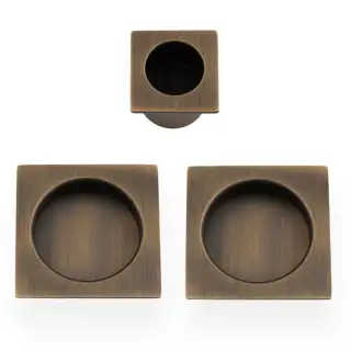 AW995AB - Alexander & Wilks Sliding Door Flush Pull Set (Square) -  Antique Brass
