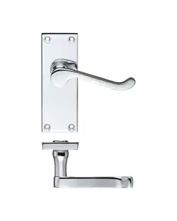 PR022CP - Zoo Hardware Project Victorian Scroll Lever on Latch Backplate (114mm x 40mm) Polished Chrome