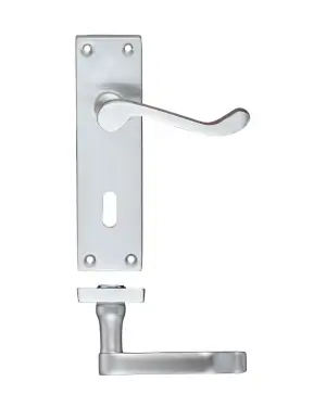 Click Here To Enlarge This Photo Of PR021SC - Zoo Hardware Project Victorian Scroll Lever on Lock Backplate (150mm x 40mm) Satin Chrome