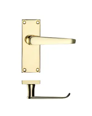 Click Here To Enlarge This Photo Of PR042EB - Zoo Hardware Project Victorian Flat Lever on Latch Backplate (114mm x 40mm) Electro Brass