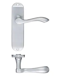 PR032SC - Zoo Hardware Project Arundel Lever on Latch Backplate (180mm x 40mm) Satin Chrome