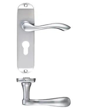Click Here To Enlarge This Photo Of PR031EPSC - Zoo Hardware Project Arundel Lever on Europrofile Lock Backplate (180mm x 40mm) Satin Chrome