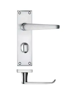 Click Here To Enlarge This Photo Of PR043SC - Zoo Hardware Project Victorian Flat Lever on Bathroom Backplate (150mm x 40mm) Satin Chrome