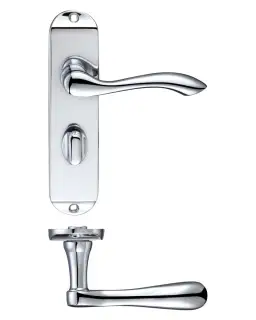 PR033CP - Zoo Hardware Project Arundel Lever on Bathroom Backplate (180mm x 40mm) Polished Chrome