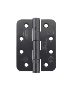 ZHSS243RPCB - Zoo Hardware Grade 13 CE Fire Rated Ball Bearing Hinges (Radius) 102 x 76 x 3mm Powder Coated Black