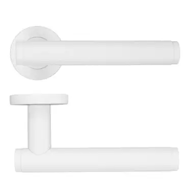 Click Here To Enlarge This Photo Of RM170PCW - Zoo Hardware Rosso Maniglie 'Favo' Lever on Round Rose Powder Coated White Finish