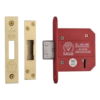 YKDLBS53N-SB - M.Marcus York British Standard 5 Lever Deadlock 76mm (57mm backset)  - Satin Brass Finish