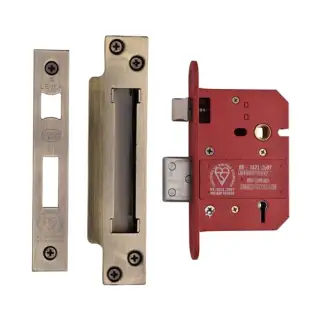 YKSLBS53N-AT - M.Marcus York British Standard 5 Lever Sashlock 76mm (57mm backset)  - Antique Brass Finish
