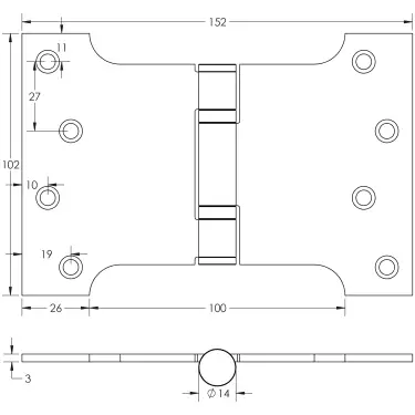 Click Here To Enlarge This Photo Of J9469AB Frelan Hardware Jedo Parliament Ball Bearing Hinges 102mm x 152mm x 3mm Antique Brass (G201 Stainless Steel)