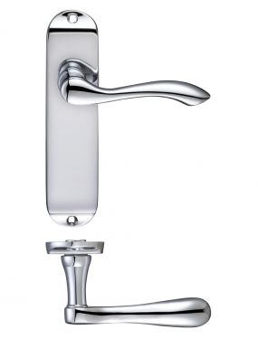 Click Here To Enlarge This Photo Of FB022CP - Zoo Hardware Fulton & Bray 'Arundel' Lever Latch Handles on Short Backplate (175 x 42mm) Polished Chrome
