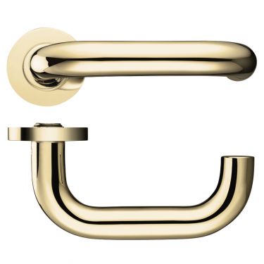 Click Here To Enlarge This Photo Of FB030 - Zoo Hardware Fulton & Bray 19mm Return to Door Lever on Round Rose Polished Brass
