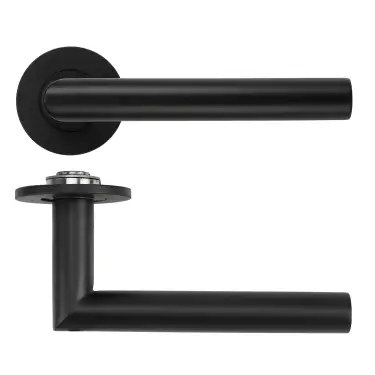 Click Here To Enlarge This Photo Of RT010-SLIM-PCB - Zoo Hardware Rosso Tecnica 'Lugano' Lever on 4mm Round Slim Rose (Sprung) - Powder Coat Black