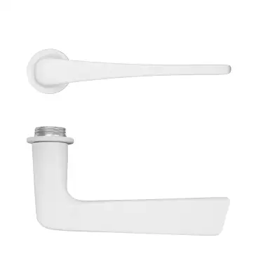 Click Here To Enlarge This Photo Of RT020-MINI-PCW - Zoo Hardware Rosso Tecnica 'Como' Lever on Round Mini Rose - Powder Coat White
