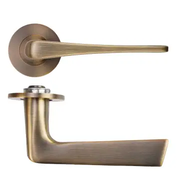 Click Here To Enlarge This Photo Of RT020-SLIM-AB - Zoo Hardware Rosso Tecnica 'Como' Lever on 4mm Round Slim Rose (Sprung) - Antique Brass