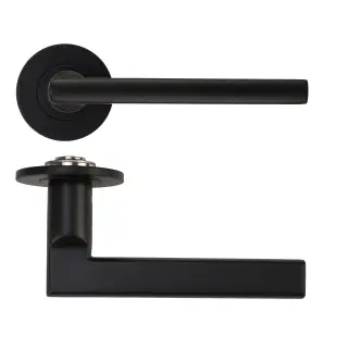 RT040-SLIM-PCB - Zoo Hardware Rosso Tecnica 'Varese' Lever on 4mm Round Slim Rose (Sprung) - Powder Coat Black
