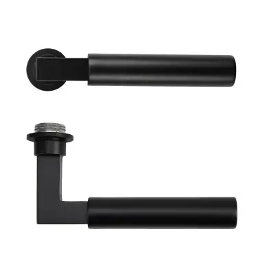 Click Here To Enlarge This Photo Of RT050-MINI-PCB - Zoo Hardware Rosso Tecnica 'Garda' Lever on Round Mini Rose - Powder Coat Black