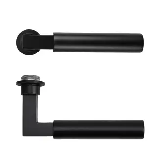 RT050-MINI-PCB - Zoo Hardware Rosso Tecnica 'Garda' Lever on Round Mini Rose - Powder Coat Black