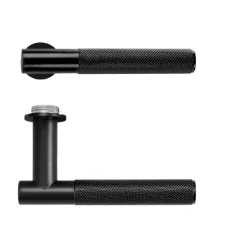 RT060-MINI-PVDBLK - Zoo Hardware Rosso Tecnica 'Orta' Lever on Round Mini Rose  PVD Black