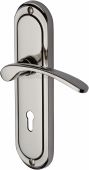 AMB6200-PNF Heritage Brass Door Handle Lever Lock Ambassador Design Polished Nickel Finish
