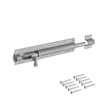 Click Here To Enlarge This Photo Of Eclipse J93062 Galvanised Straight Tower Bolt 203mm with Fixings
