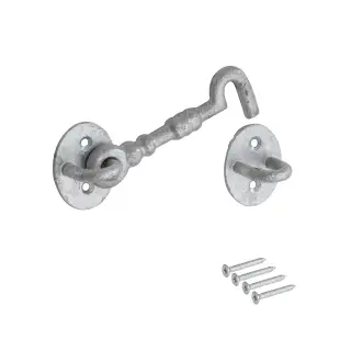 Eclipse J93426 Galvanised Cabin Hook (Heavy Duty) 102mm with Fixings