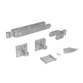 Eclipse 93737 Galvanised Heavy Duty 450mm Field Gate Double Strap Hinge Set with Hooks on Plate