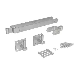 Eclipse 93738 Galvanised Heavy Duty 600mm Field Gate Double Strap Hinge Set with Hooks on Plate