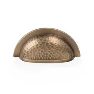 AW912AB - Alexander & Wilks Bardom Hammered Ridged Cup Pull - Antique Brass