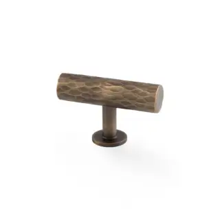 AW804-55-AB - Alexander & Wilks Leila Hammered T-Bar Knob - Antique Brass