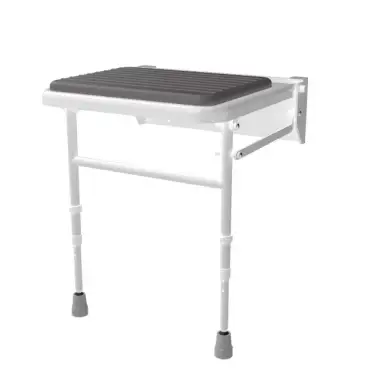 Click Here To Enlarge This Photo Of 130204/GY Fitzroy of London Wall Mounted Padded Shower Seat with Support Legs - Grey (RAL 7005)