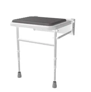 130204/GY Fitzroy of London Wall Mounted Padded Shower Seat with Support Legs - Grey (RAL 7005)