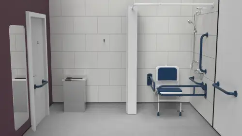 Click Here To Enlarge This Photo Of 230403/DB Fitzroy of London Concealed Valve Doc M Shower Pack (Stainless Steel) with Concealed Fixings - Dark Blue (RAL 5011)