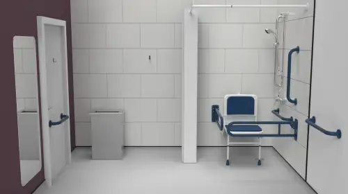 Click Here To Enlarge This Photo Of 230404/DB Fitzroy of London Exposed Valve Doc M Shower Pack (Stainless Steel) with Concealed Fixings - Dark Blue (RAL 5011)