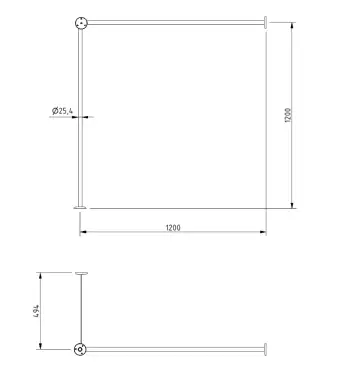 Click Here To Enlarge This Photo Of 250502/WH Fitzroy of London L-Shaped 1200mm x 1200mm Stainless Steel Shower Curtain Track - White (RAL 9016)