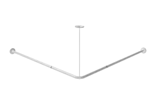 250502/WH Fitzroy of London L-Shaped 1200mm x 1200mm Stainless Steel Shower Curtain Track - White (RAL 9016)