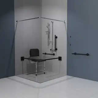 321103/MB Fitzroy of London Luxury Exposed Valve Doc M Shower Pack (Stainless Steel) with Concealed Fixings - Matt Black (RAL 9005)