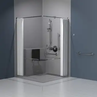 321104/SP Fitzroy of London Luxury Concealed Valve Doc M Shower Pack (Stainless Steel) with Concealed Fixings & Slimline Shower Seat -  Polished