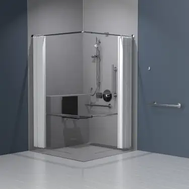 Click Here To Enlarge This Photo Of 321104/SS Fitzroy of London Luxury Concealed Valve Doc M Shower Pack (Stainless Steel) with Concealed Fixings & Slimline Shower Seat -  Satin