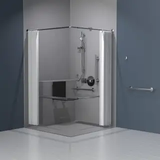 321104/SS Fitzroy of London Luxury Concealed Valve Doc M Shower Pack (Stainless Steel) with Concealed Fixings & Slimline Shower Seat -  Satin