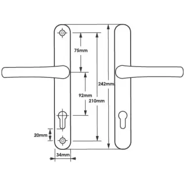 Click Here To Enlarge This Photo Of TSSHAN210LLB - TSS Lever/Lever UPVC Multipoint Door Handles - 92mm PZ (Sprung) 210mm Screw Centres - Polished Brass