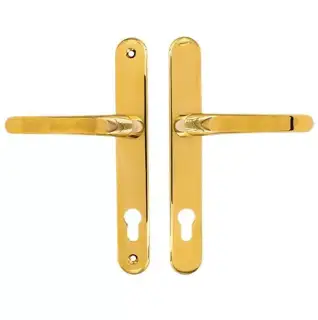 TSSHAN210LLB - TSS Lever/Lever UPVC Multipoint Door Handles - 92mm PZ (Sprung) 210mm Screw Centres - Polished Brass