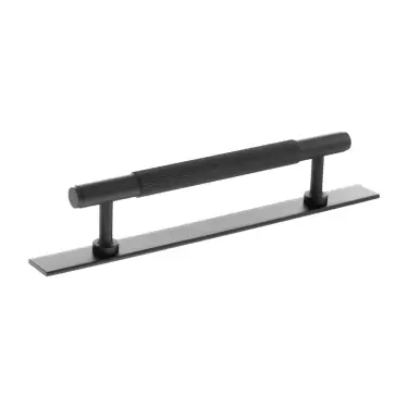 Click Here To Enlarge This Photo Of MHCLB17128MB - Millhouse Brass Battersea Linear T-Bar Cabinet Pull Handle on Backplate 128mm - Matt Black