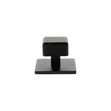 Click Here To Enlarge This Photo Of MHCKB1230MB - Millhouse Brass Eiffel Knurled Square Cabinet Knob Handle on Backplate - Matt Black