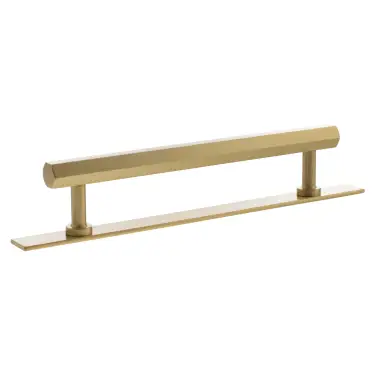 Click Here To Enlarge This Photo Of MHCHB17160SB - Millhouse Brass Pennington Hexagonal T-Bar Cabinet Pull Handle on Backplate 160mm - Satin Brass